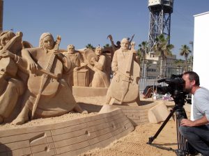 Fernsehaufnahmen der Sandskulptur